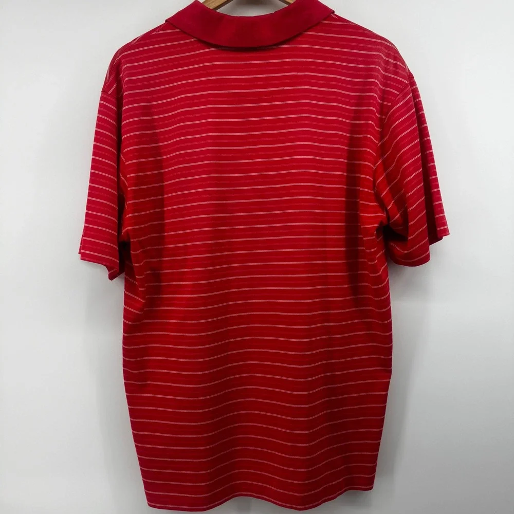 Nike Tiger Woods Collection Red‎ Striped Dri-FIT Golf Polo Shirt Mens Medium